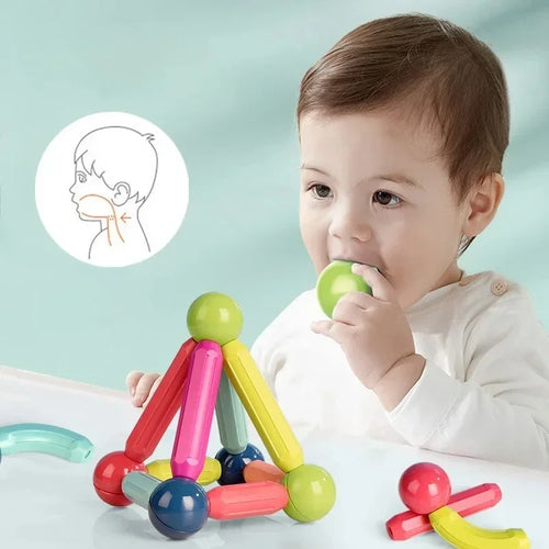 Juego de cubos de bloques magnéticos ensamblados Juguetes de educación temprana Rompecabezas de desarrollo cerebral para bebés Juguete de varillas magnéticas creativas