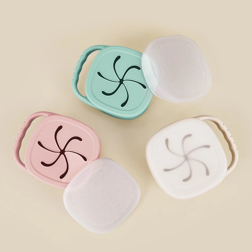 Baby Silicone Snack Cup Baby Portable Baby Snack Box Feeding Trianing Baby Food Storage Soft Silicone Snack Box Boys Girls Gifts