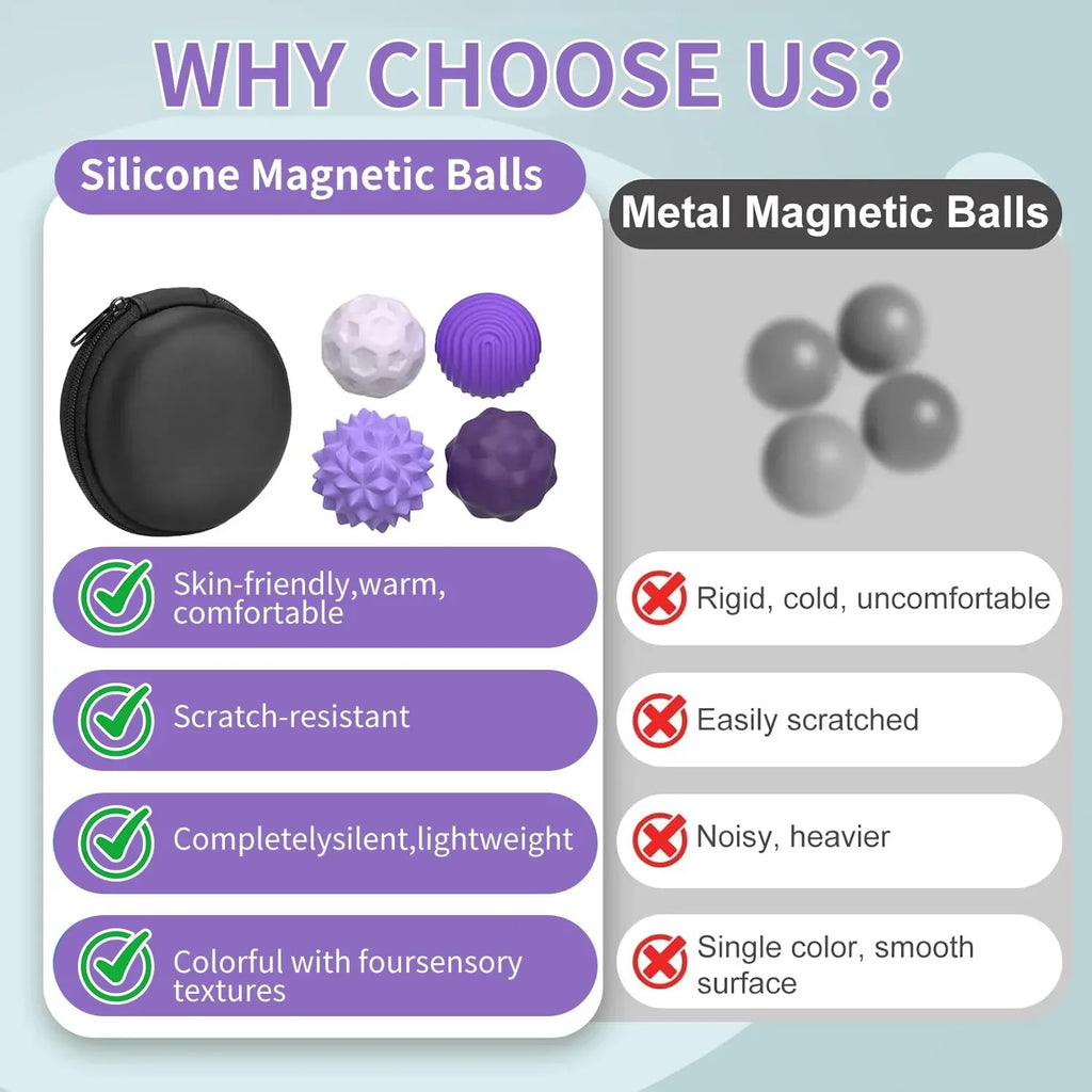 Fidget Toys Magnetic Stress Balls for Adults Silicone Stress Relief Sensory Toy Finger Toy for Office Decoration 4 Fun Textures