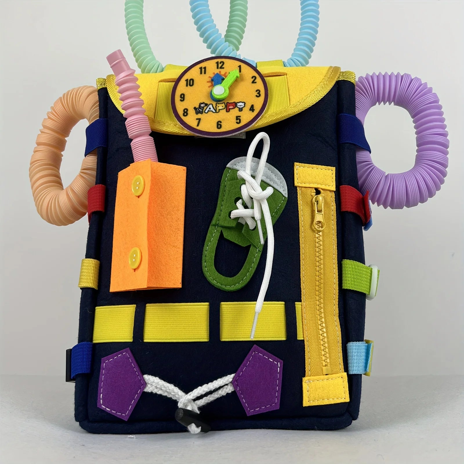 Develop Fine Motor Skills & Basic Life Skills with Busy Board Toddler Backpack - Learn To Tie Shoes & More - Ideal Toy