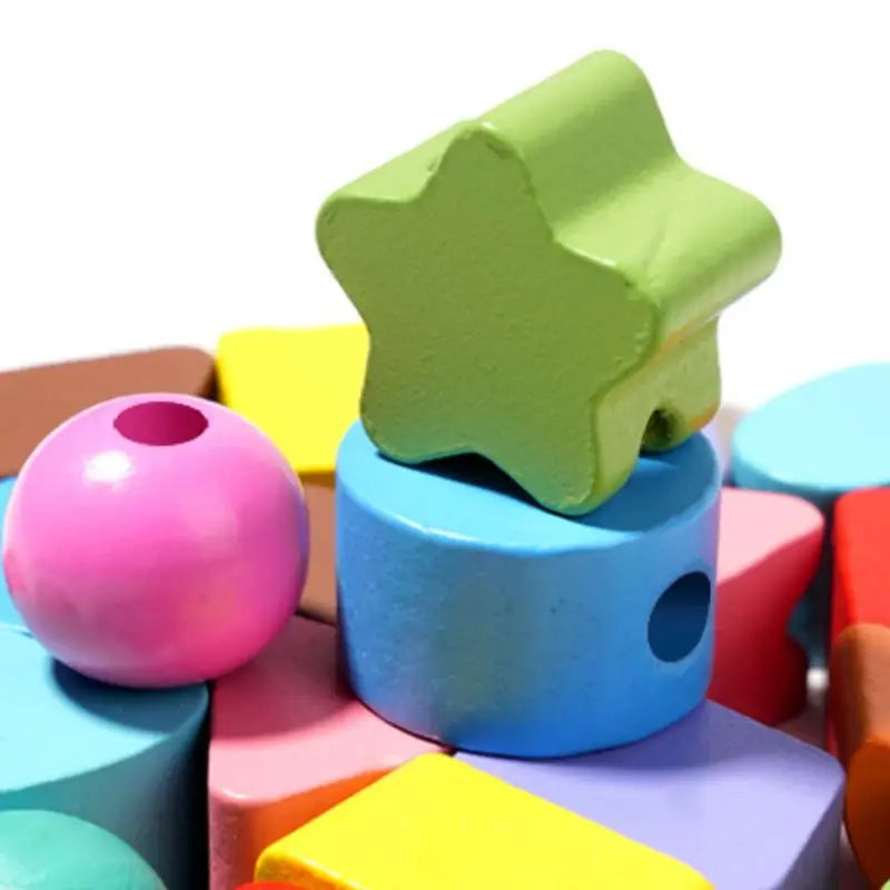 Early Learning Montessori Toys; Wooden Stacking Blocks, Lacing Beads & Shape Stacker; Amazing Sequencing Gift Ideas