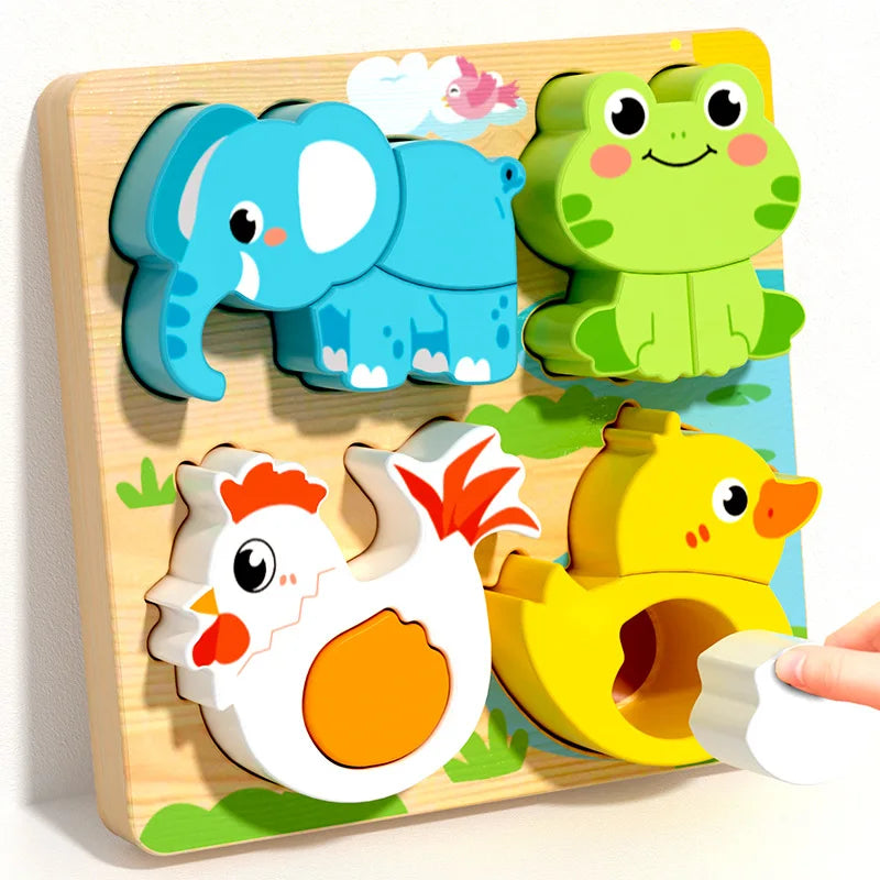 Juguete Montessori, bloques de construcción de madera, juguetes educativos de aprendizaje temprano, rompecabezas para niños de emparejar colores y formas para niños y niñas