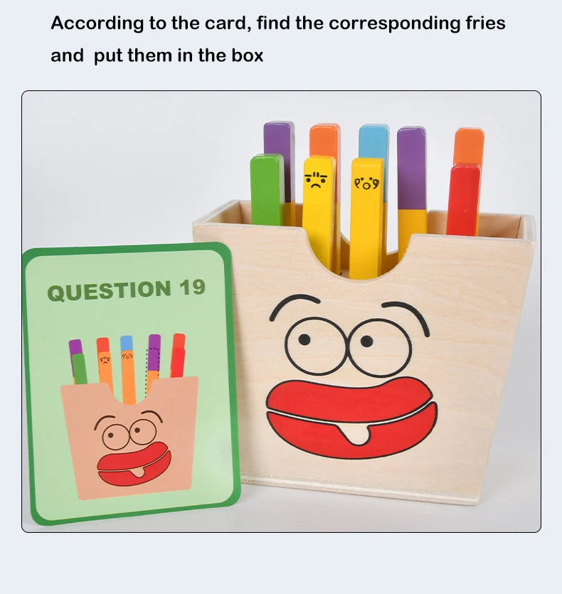 Montessori Toy For Kids,Wooden Hamburger Sandwich French Fries Sorting Stacking Toys, Preschool Learning Pretend Play Food Toy