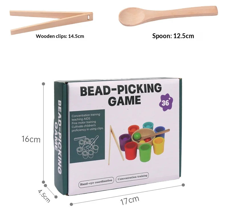 Seven-Color Cognitive Matching Sorting Cups – Wooden Educational Toy for Children’s Focus Training