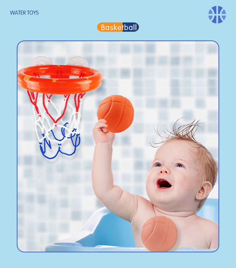 Kid Bath Basketball Hoop Bathtub Water Play Toys Baby Bath Toy Toddler Bathroom Suction Cup Shooting Basket for Gift