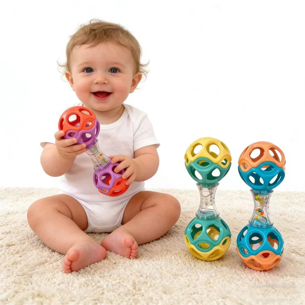 Baby Teething & Grasping Toy, Soft Rubber Rattle Ball for Sensory Development, Ideal Holiday Gifts for Newborns