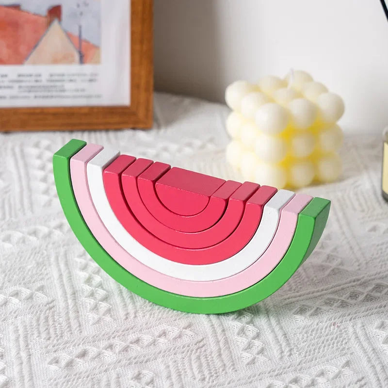 Baby Toys Rainbow Building Blocks Wooden Toys For Kids Creative Rainbow Stacker Montessori Educational Toy For Children