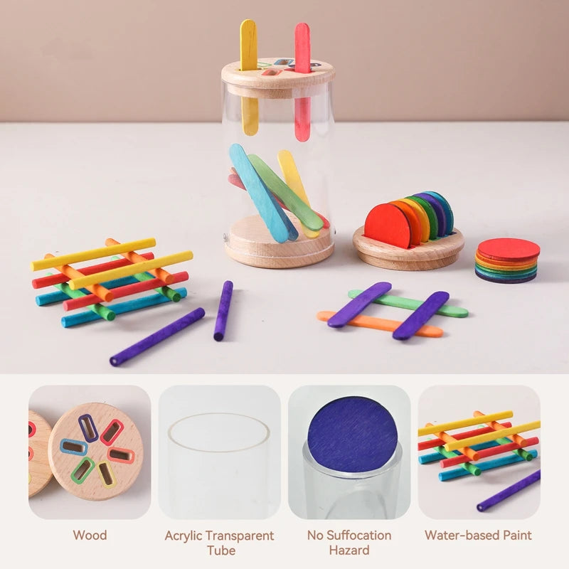 Montessori Shape and Color Sorting Toy Wooden Fine Motor Sensory Toy Preschool Educational Toy Gift for Boys and Girls