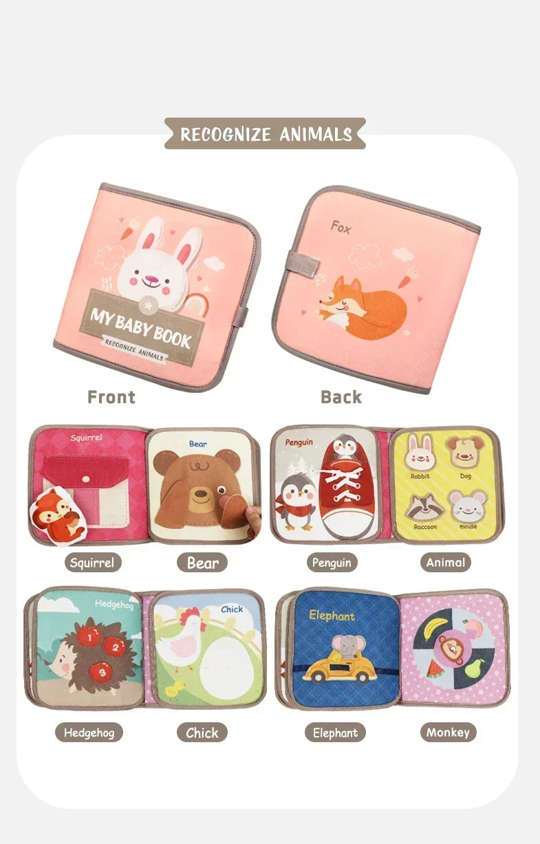 Montessori Busy Book Baby Early Education Book Animal Cognitive Cloth Books Puzzle Toy Repeated Paste Books & Sensory Toys Gifts