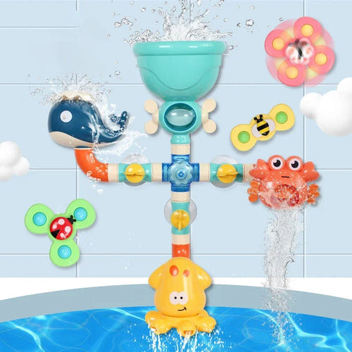 Juguetes de baño para bebés, bañera, tubos, juego de agua, pulverizador, juguetes de baño para niños pequeños, regalos de cumpleaños
