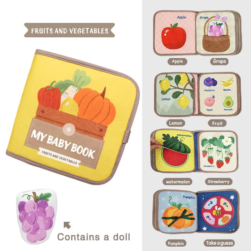 Montessori Busy Book Baby Early Education Book Animal Cognitive Cloth Books Puzzle Toy Repeated Paste Books & Sensory Toys Gifts