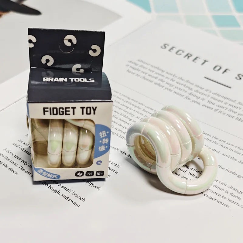 Stress Relief Toy Electroplated Twist Rainbow Milk White Toy for Focus Anxiety Addiction Quitting, Metal Finger Fidget Toy