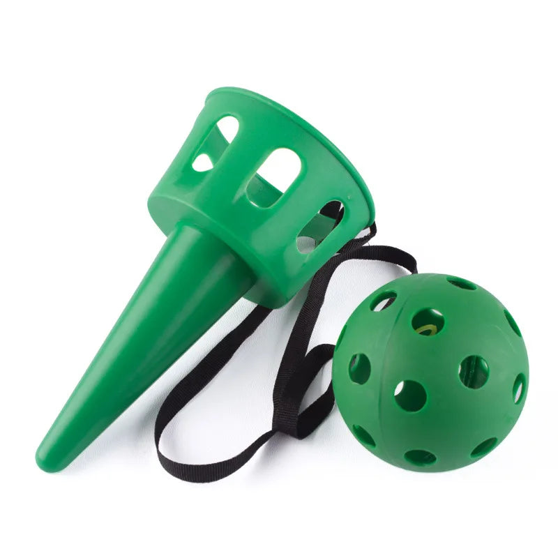 Juego de juguete de pelota y taza divertido para niños, juguete de lanzamiento y atrapada de pelota para exteriores, pelota de softbol para principiantes, juguete para habilidades motoras de niños
