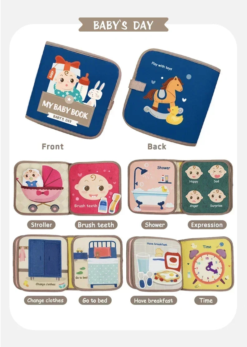 Montessori Busy Book Baby Early Education Book Animal Cognitive Cloth Books Puzzle Toy Repeated Paste Books & Sensory Toys Gifts