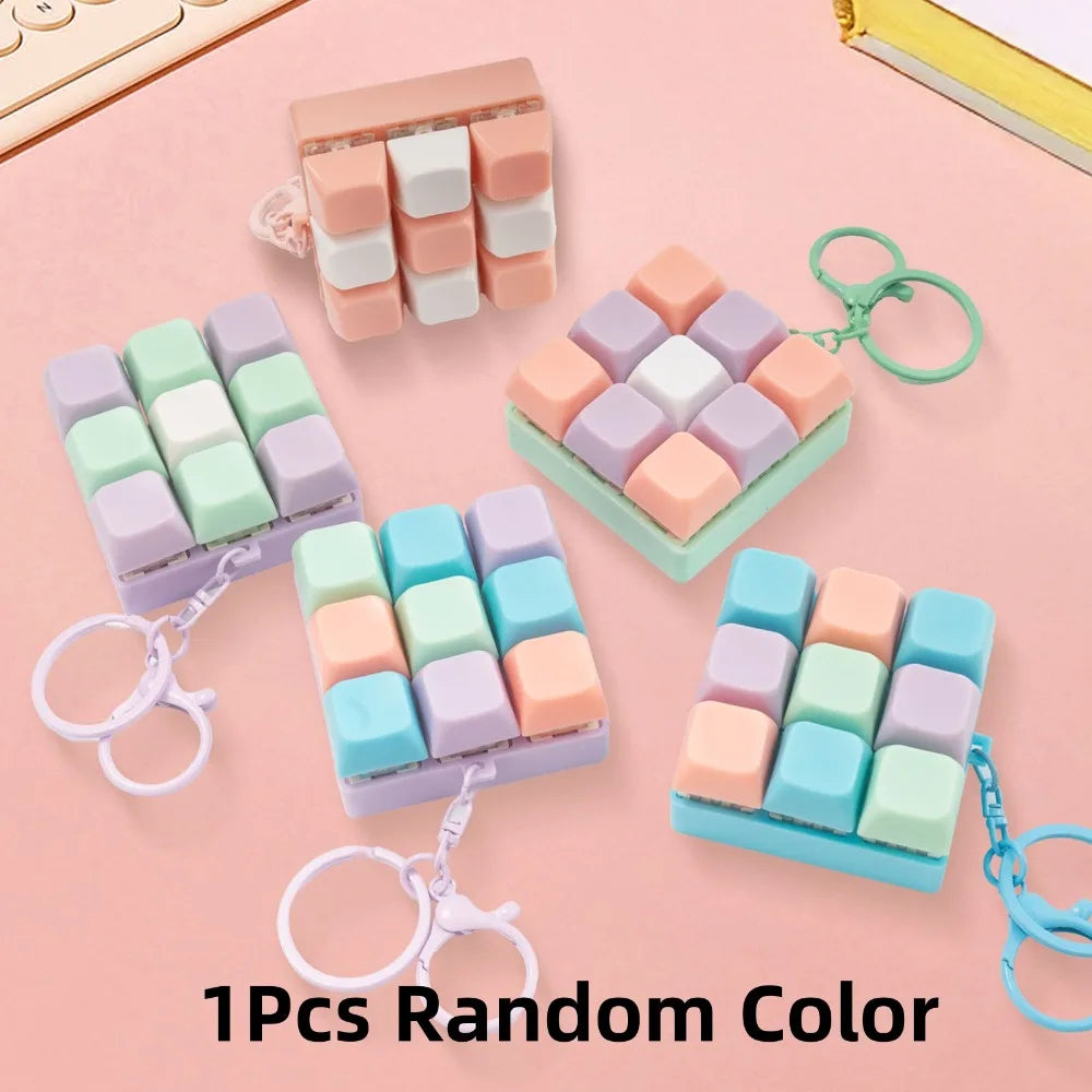Fidget Decompression 9 Keyboard Key Toy For Adults Antistress Toys Boys Girls Anti Stress Finger Keyboard Games Keychain