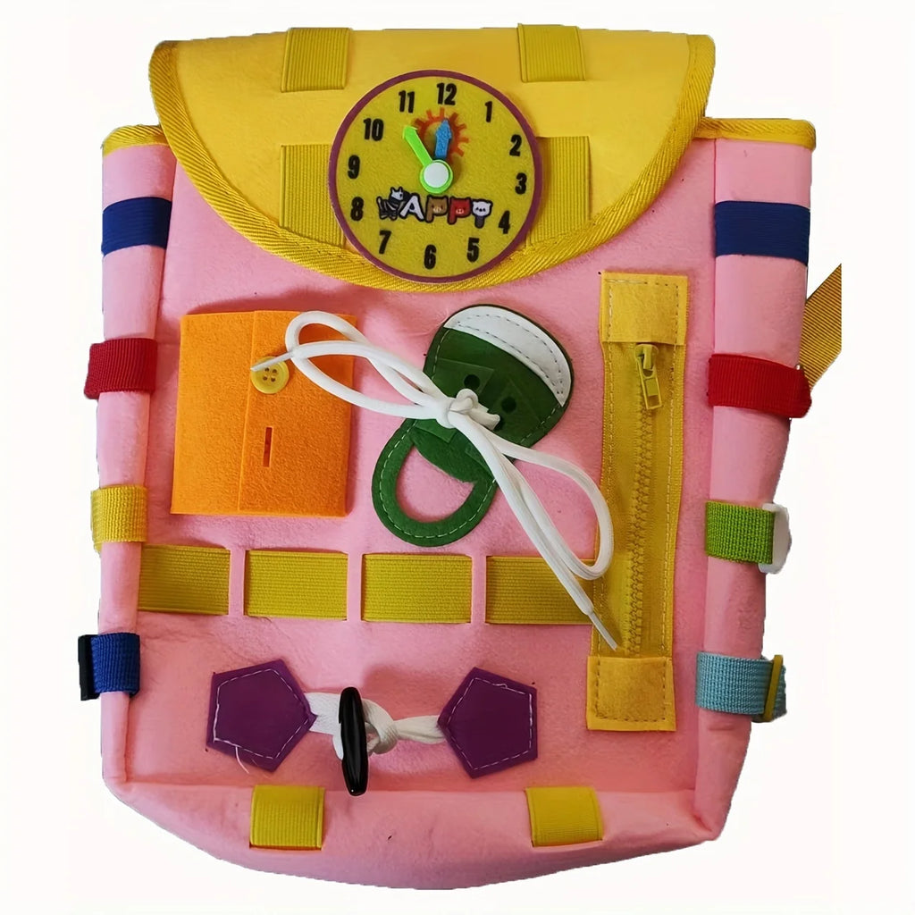 Develop Fine Motor Skills & Basic Life Skills with Busy Board Toddler Backpack - Learn To Tie Shoes & More - Ideal Toy