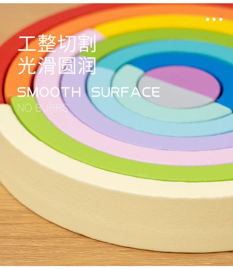 Baby Toys Rainbow Building Blocks Wooden Toys For Kids Creative Rainbow Stacker Montessori Educational Toy For Children