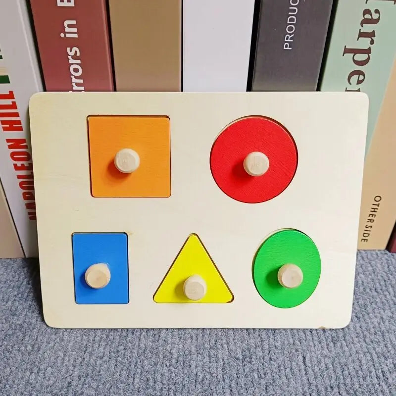 Juguete Montessori, bloques de construcción de madera, juguetes educativos de aprendizaje temprano, rompecabezas para niños de emparejar colores y formas para niños y niñas