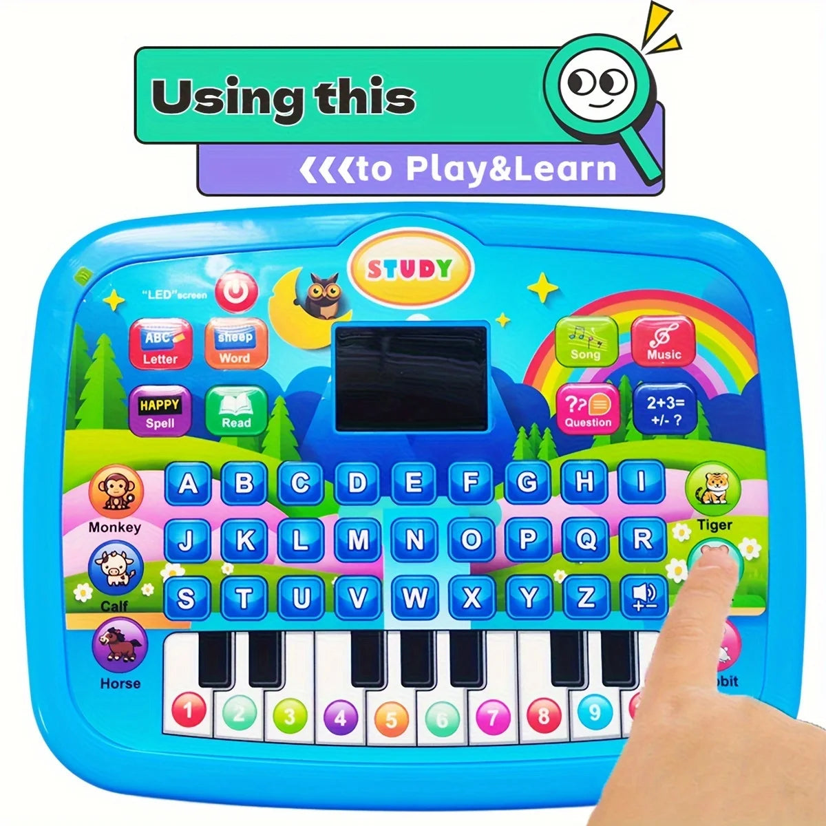 Kids Educational Learning Machine: English, Math, Music & Animal Piano Toy(batteries not included)