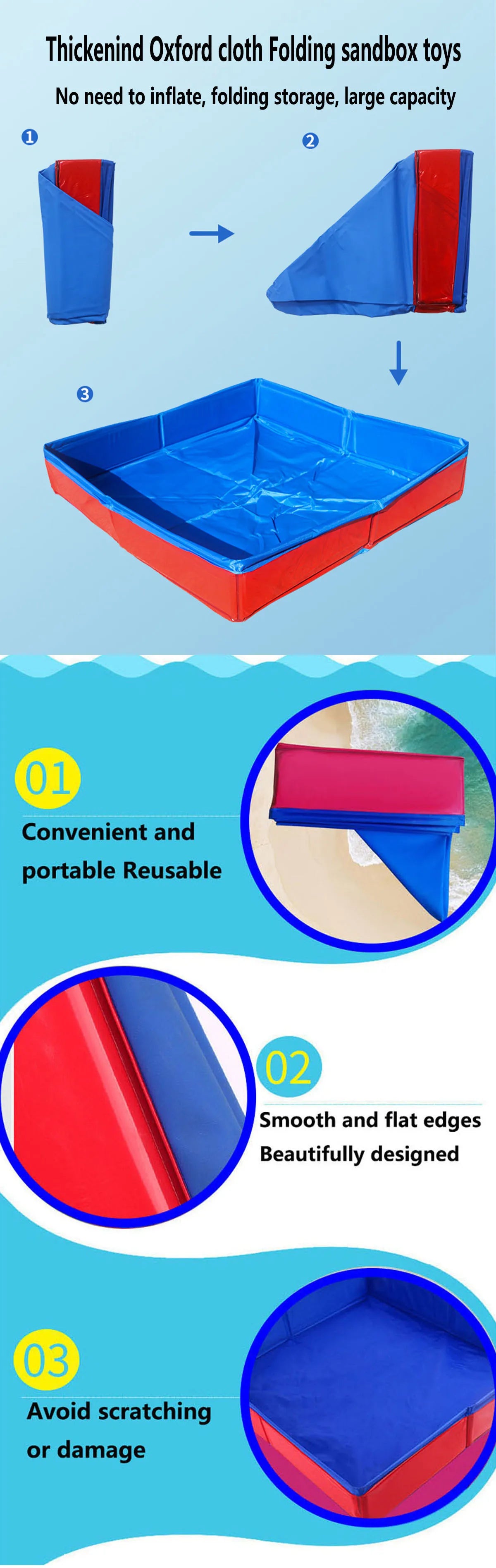 Sandbox Toys for Kids Boys and Girls Beach Swimming Pools Sand Table Toys Children Outdoor Game Sandpit Sand Box Toys for Garden