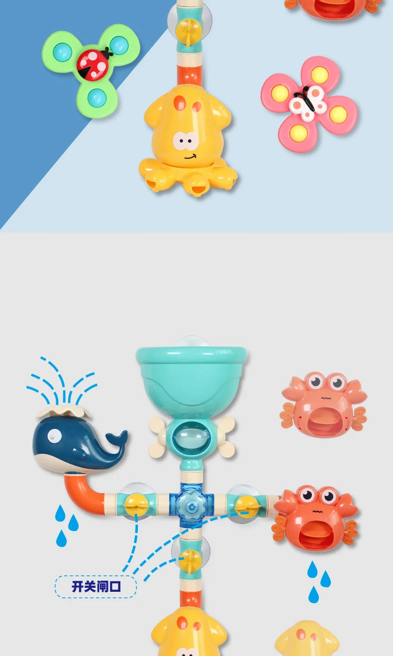 Baby Bath Toys Bathtub DIY Pipes Tubes Bath Time Water Game Spray Swimming Bathroom Toys for Toddlers Kids Gifts Birthday Gift