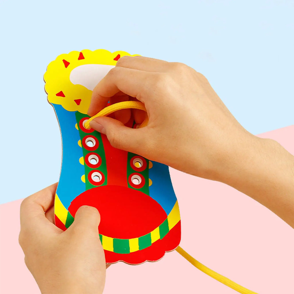 Shoelace Threading Teaching Toys Learn to Tie Shoelaces Toy Kids Toddlers Fine Motor Skills Toy Early Educational Toys Boys Girl