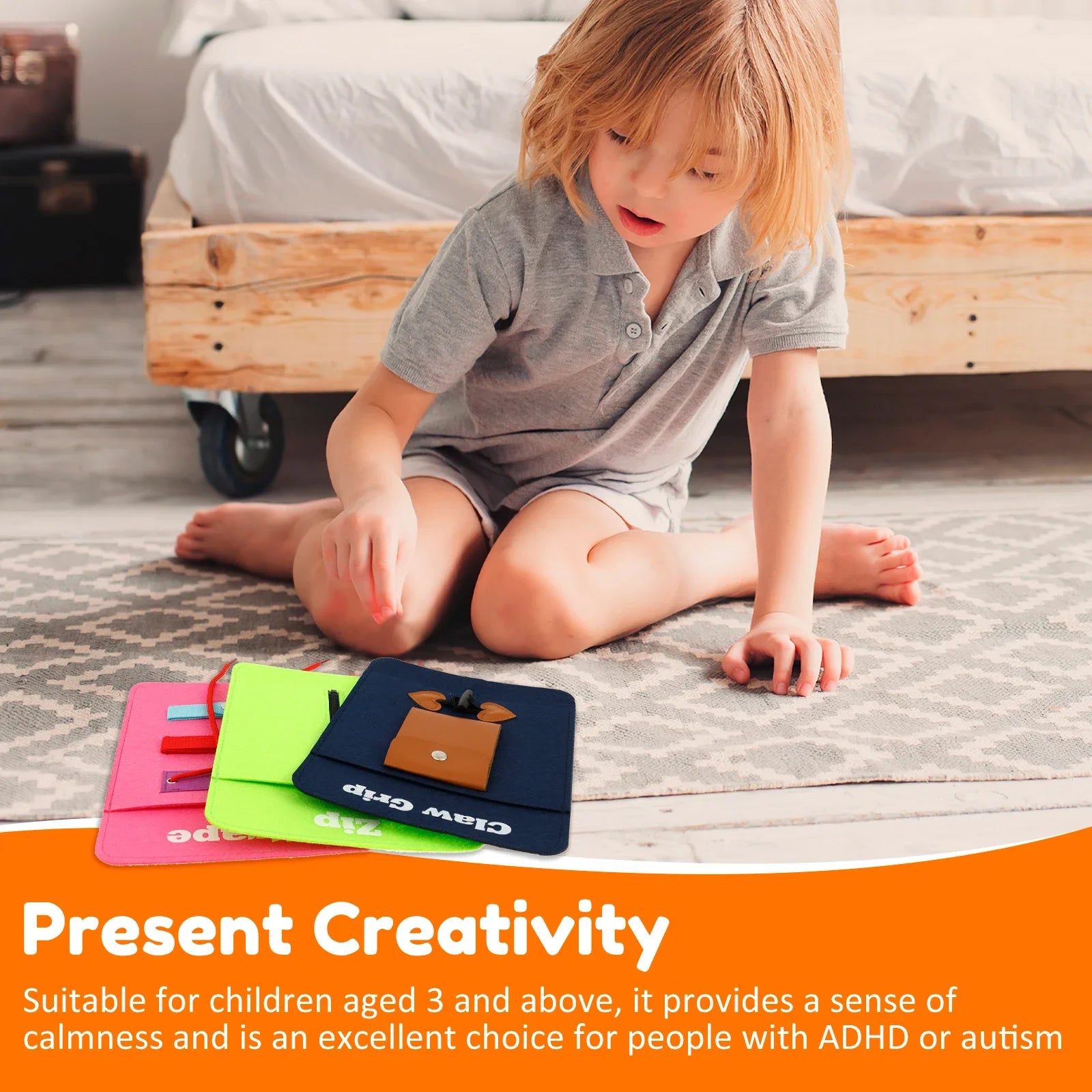 8Pcs Toddler Montessori Board Creative Felt Cloth Dress Learning Board Portable Fine Motor Skill Toy for Home Classroom Car
