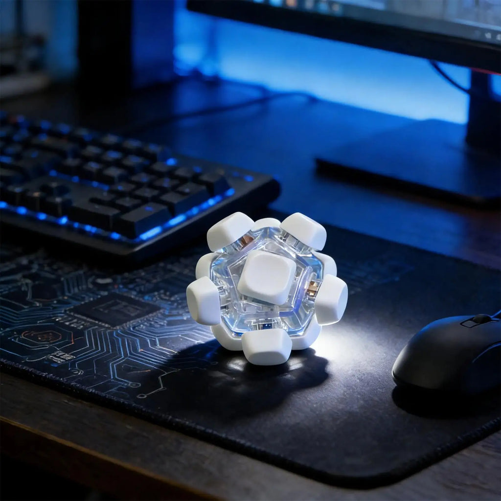 Keyboard Fidget Toy Ball Shaped 12-Key Sensory Game with LED Lights Portable Press Button Keyboard Finger Clicker Sensory Toys