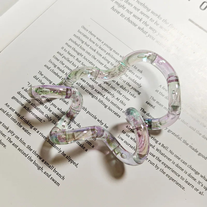 Stress Relief Toy Electroplated Twist Rainbow Milk White Toy for Focus Anxiety Addiction Quitting, Metal Finger Fidget Toy