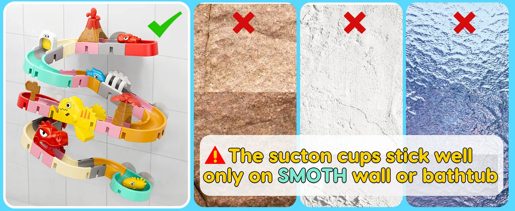 Bath Toys for Kids DIY Building Water Slide Tracks Dinosaur Bathtub Wall Toys for Toddlers Fun Baby Bathtime Bath Tub Shower