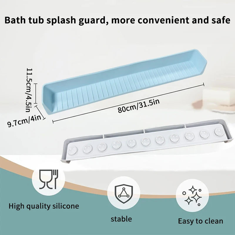1PC Bathtub Splash Guard For Kids - Silicone Tub Side Shelf For Extra Play Space, Large Bath Toy Tray Holder