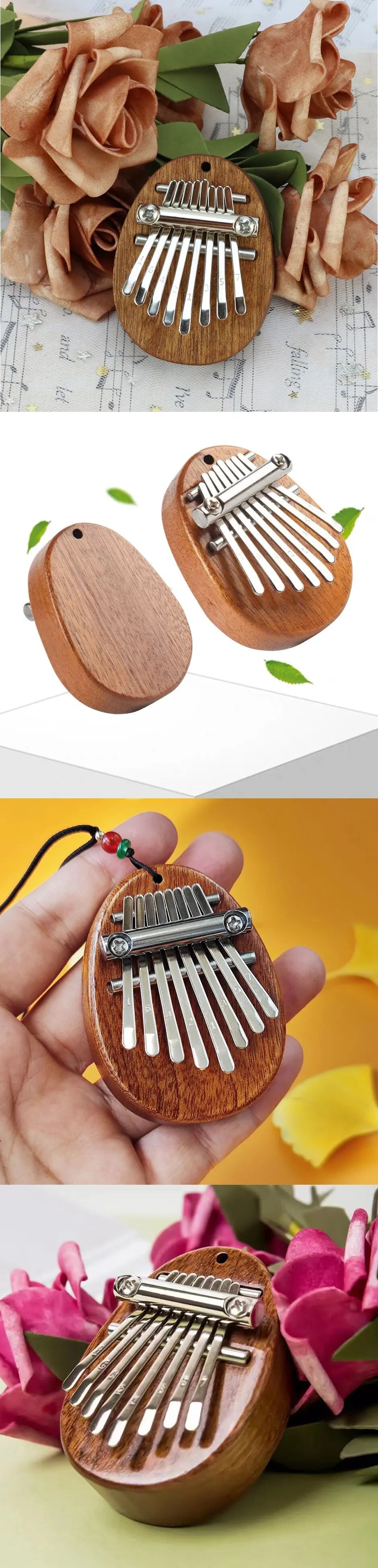 1 unidad de mini piano de pulgar de madera, juguetes musicales, 8 tonos, piano de dedo portátil para principiantes