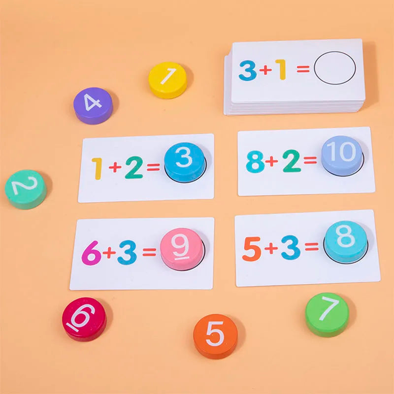 Children's Wooden Number Board Cognitive Matching Addition Subtraction Operation Montessori Logical Thinking Training Math Toys
