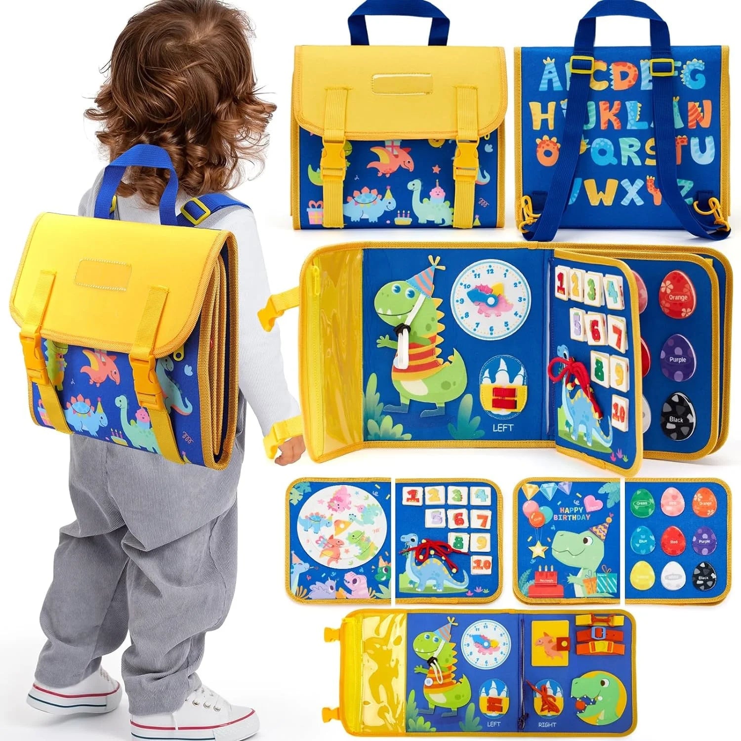 Toddler Busy Board Toys Montessori Life Skills Learning Toy Baby Sensory Toys Fine Motor Activity Board Travel Backpack For Kids