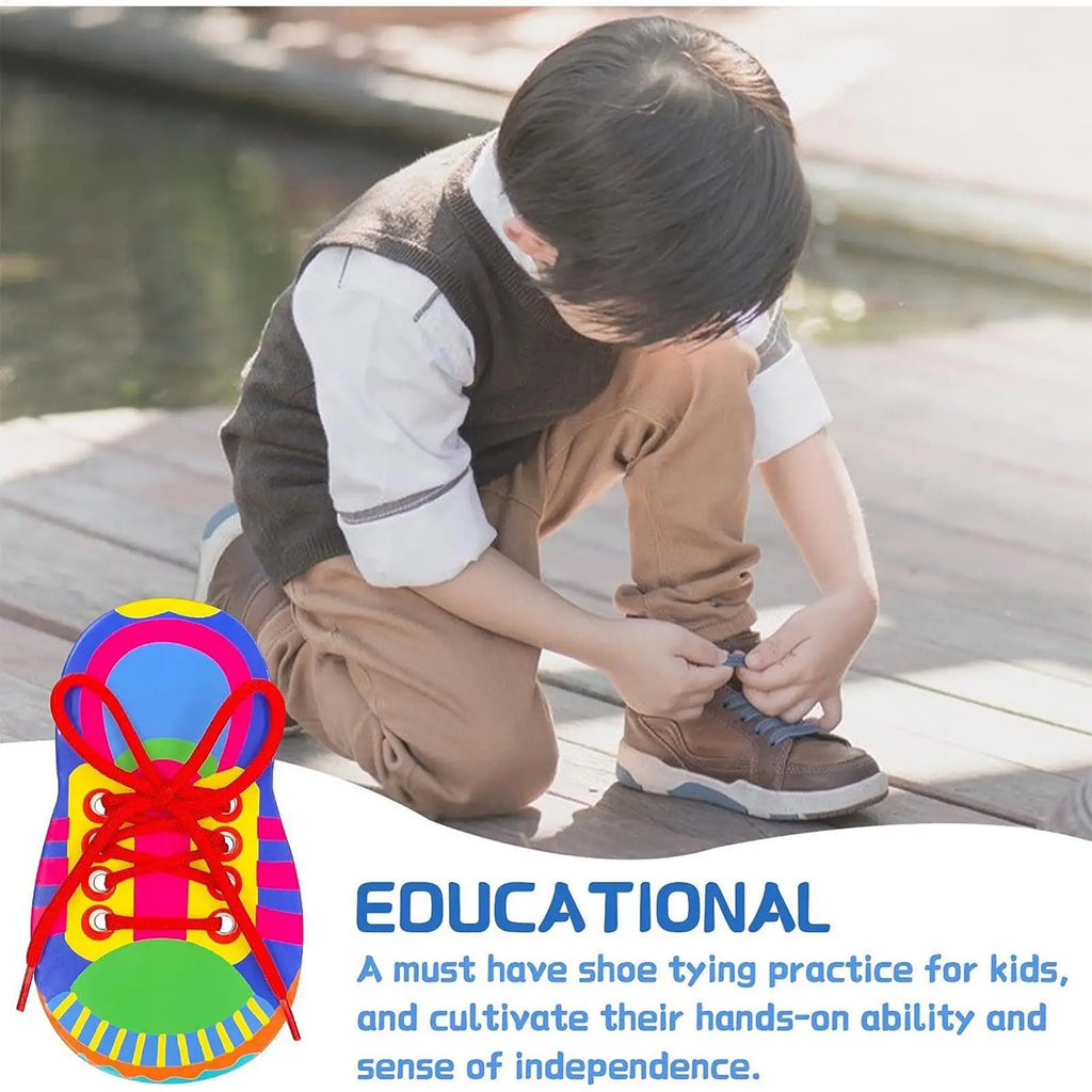 Shoelace Threading Teaching Toys Learn to Tie Shoelaces Toy Kids Toddlers Fine Motor Skills Toy Early Educational Toys Boys Girl