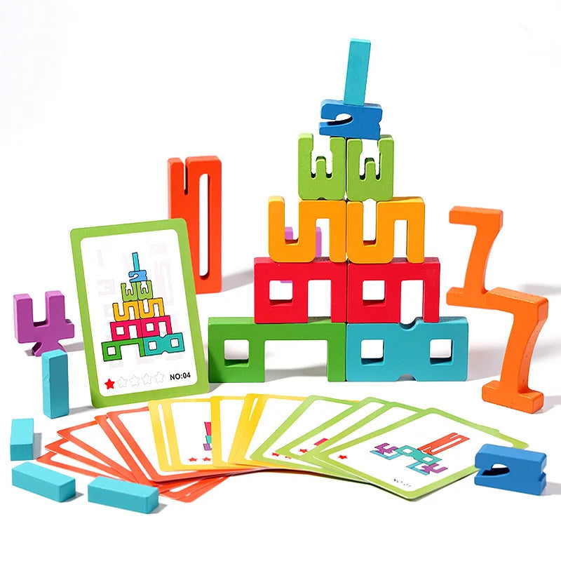 DIY Wooden Digital Blocks Creative Puzzles Stacking Toys Early Education Montessori Toys For Children Kids
