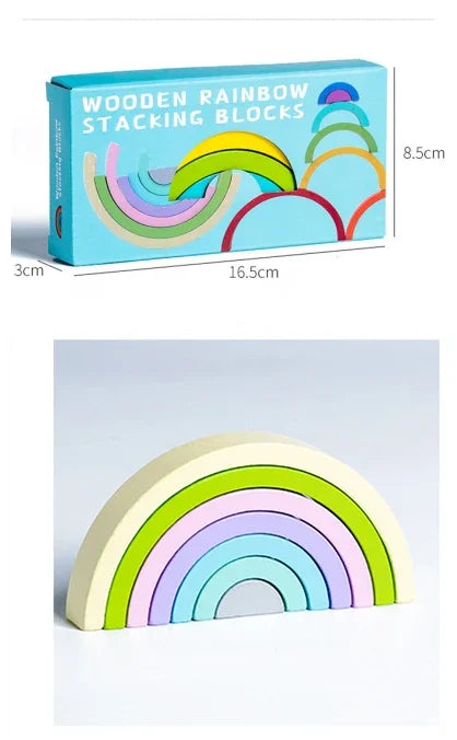 Baby Toys Rainbow Building Blocks Wooden Toys For Kids Creative Rainbow Stacker Montessori Educational Toy For Children