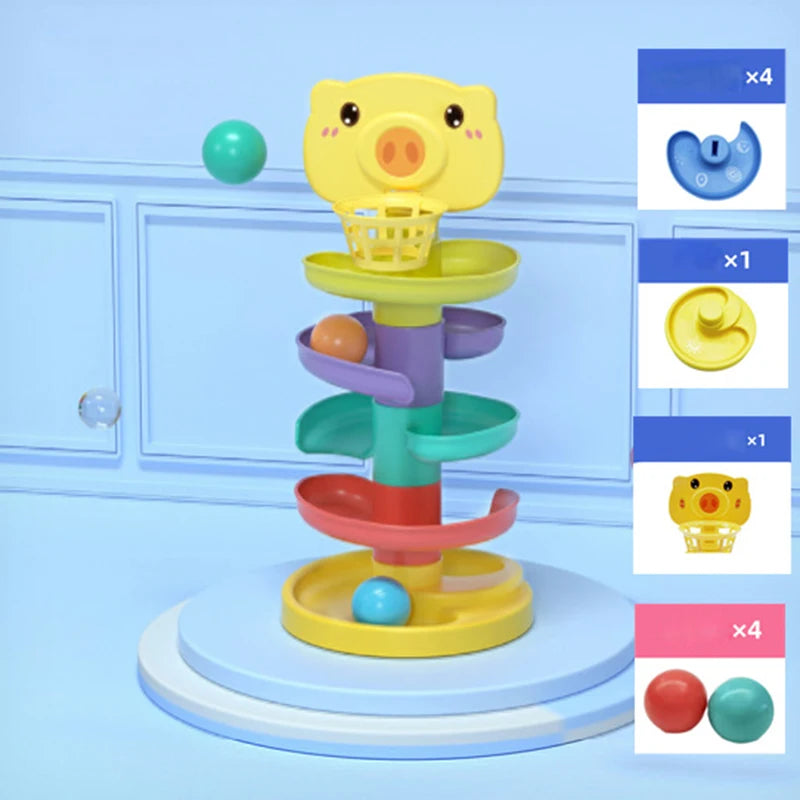 Juego de desarrollo de pelotas rodantes Montessori, juguete de pelota para bebés, juguetes educativos Montessori, juguetes apilables de actividades para bebés de 1, 2 y 3 años