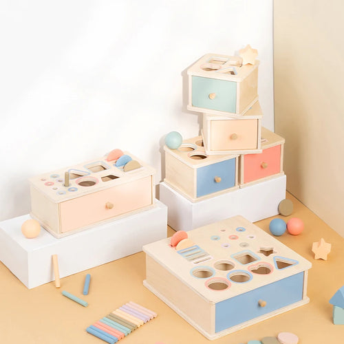 Juguete Montessori Sensorial para Bebés Objeto Caja Permanente Juego de Clasificación y Emparejamiento de Colores Caja de Monedas Caída de Pelotas Juguetes Educativos de Habilidades Motoras Finas