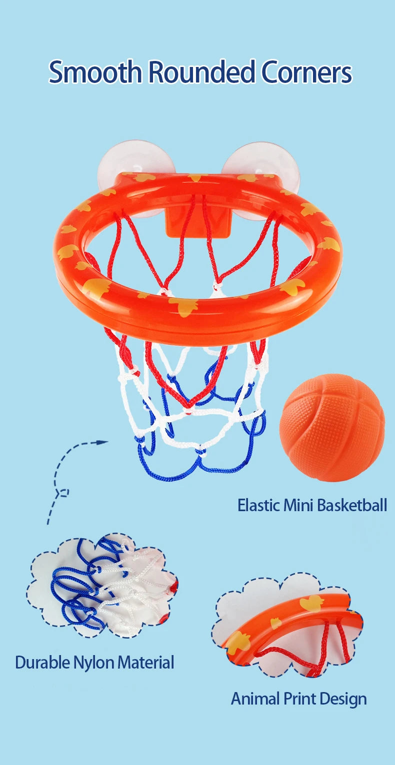Kid Bath Basketball Hoop Bathtub Water Play Toys Baby Bath Toy Toddler Bathroom Suction Cup Shooting Basket for Gift