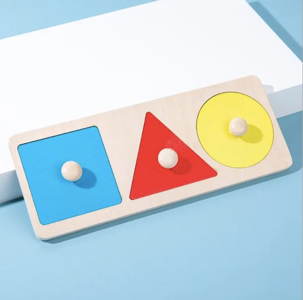 Juguete Montessori de madera con tablero de agarre, forma geométrica, clasificación de colores, rompecabezas de matemáticas, juego de aprendizaje preescolar, regalo para bebés y niños