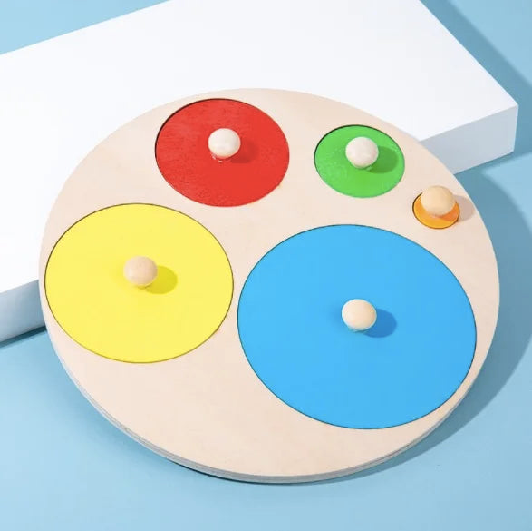 Juguete Montessori de madera con tablero de agarre, forma geométrica, clasificación de colores, rompecabezas de matemáticas, juego de aprendizaje preescolar, regalo para bebés y niños