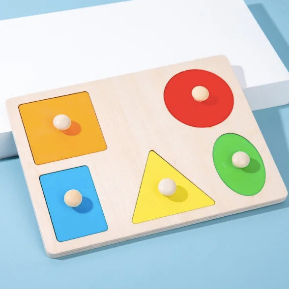 Juguete Montessori de madera con tablero de agarre, forma geométrica, clasificación de colores, rompecabezas de matemáticas, juego de aprendizaje preescolar, regalo para bebés y niños