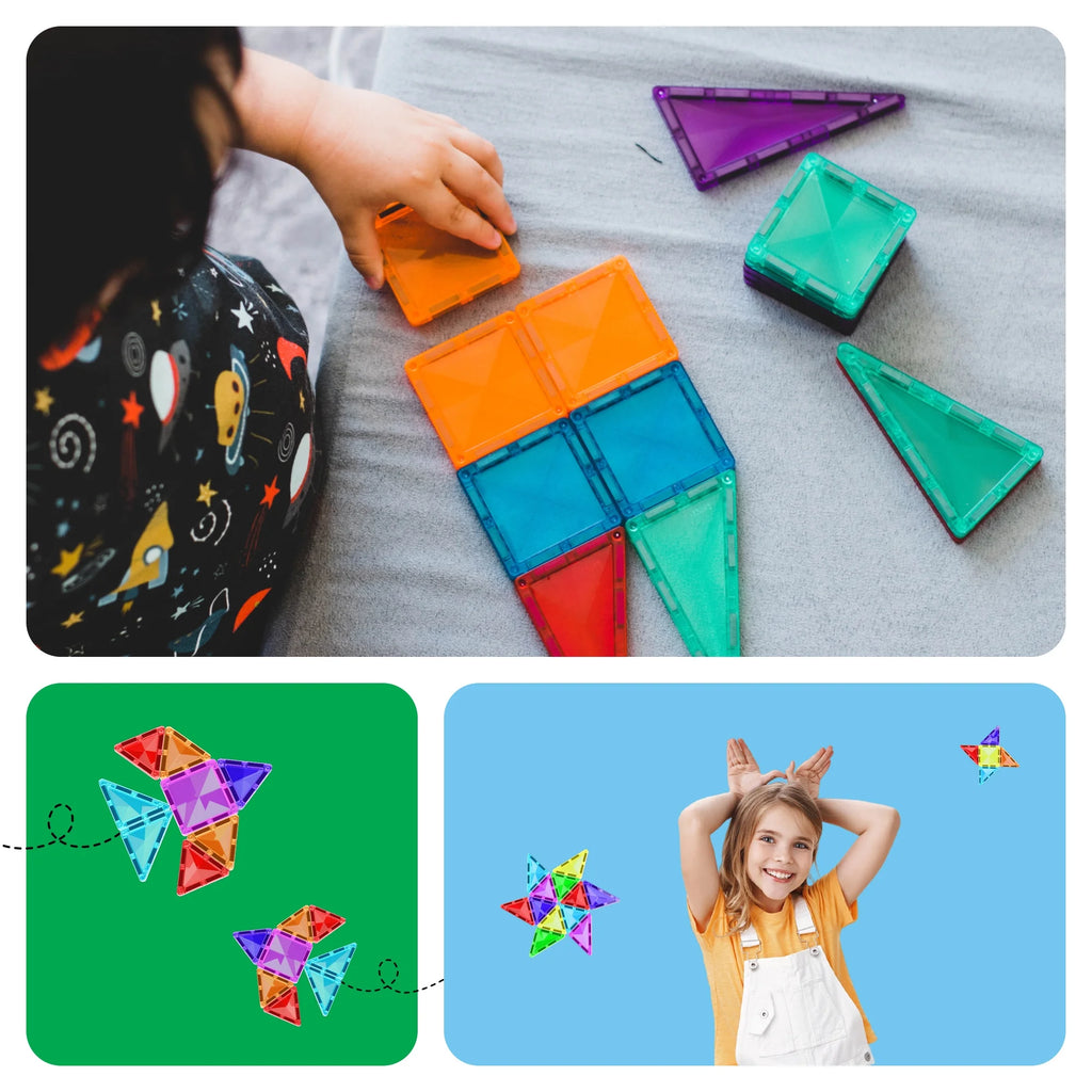 Picassotiles Magnetic Tiles for Kids – 80PCS STEM Construction Diamond Series Building Blocks Toy