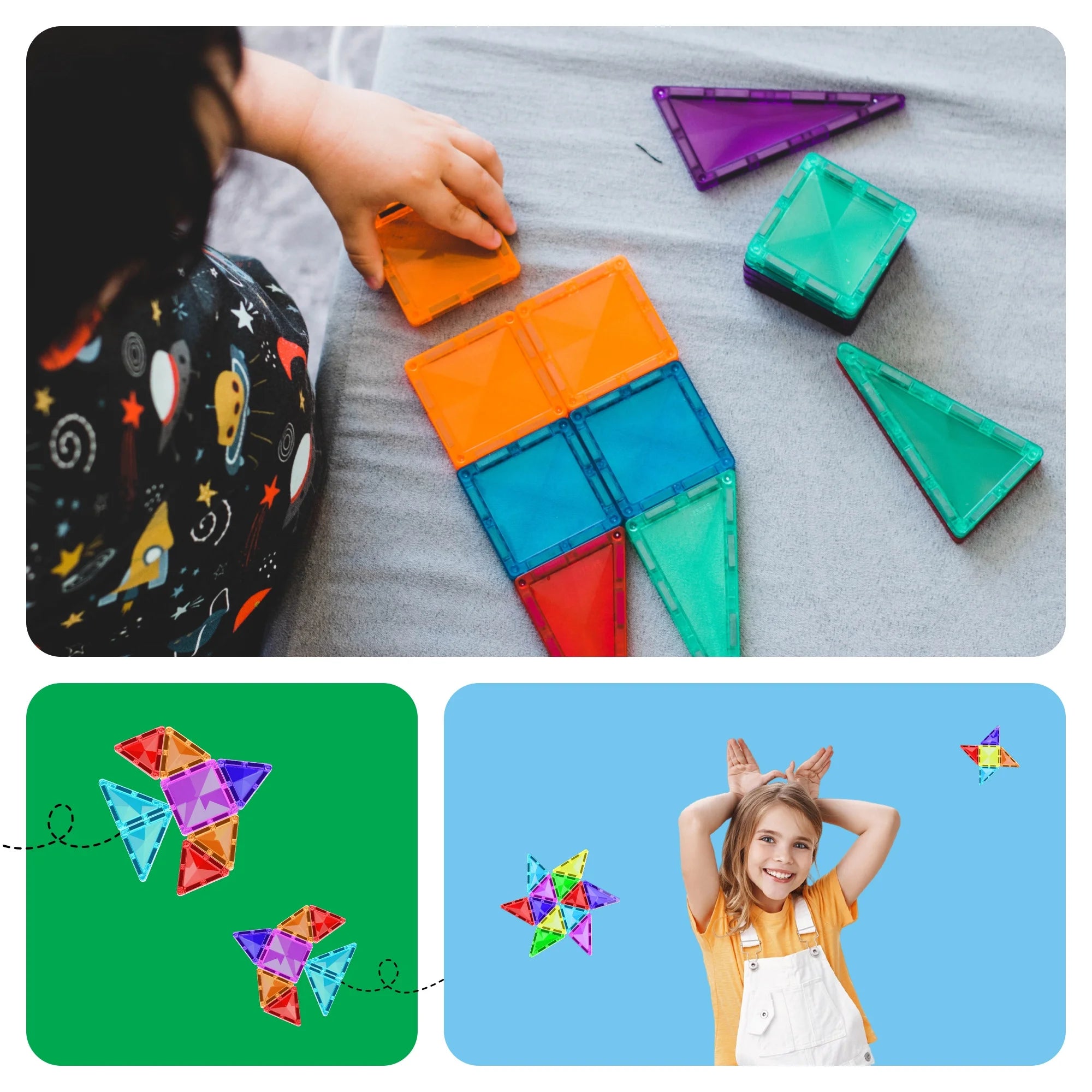 Picassotiles Magnetic Tiles for Kids – 80PCS STEM Construction Diamond Series Building Blocks Toy