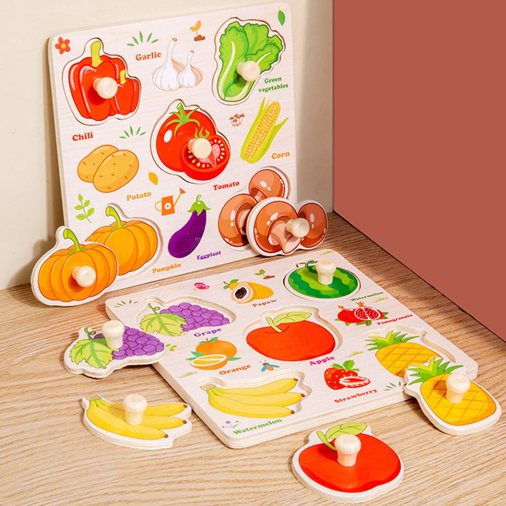 Wooden Peg Puzzles for Toddlers, Montessori Toddler Puzzles for 3 4 5 Years Old, Preschool Educational Learning Puzzles Toys Gifts for Baby Boys Girls Age 3-5 (Sea Animals)