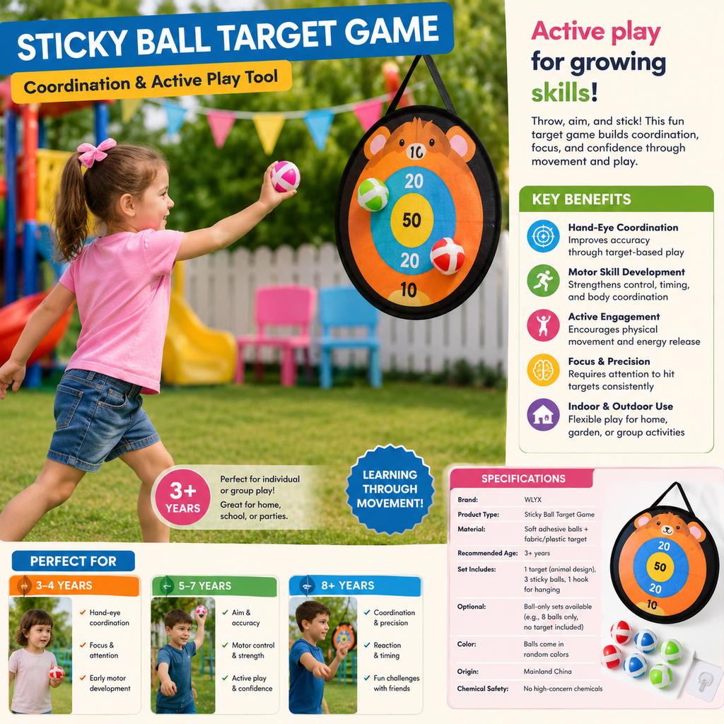 Educational Games Dart Board Baby Toy Stickey Ball Dart Indoor Sports Child Montessori Games for Children 3 to 7 Years